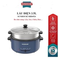 Nồi lẩu điện Sunhouse 3.5 lít SHD4524 có kèm xửng hấp - Sản phẩm mới 2024