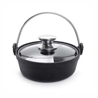 Nồi  lẩu gang  quai xách  nắp  kiếng ,nắp gỗ  loại lớn cao cấp Dragon