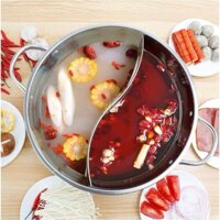 Nồi lẩu hotpot 2 ngăn size to 30cm bằng inox