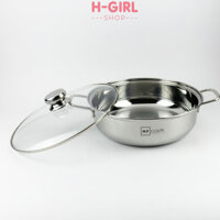 Nồi lẩu inox 1 đáy cao cấp Fivestar H.T Cook nắp kính 26cm / 28cm dùng được bếp từ , gas , hồng ngoại