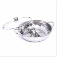 Nồi Lẩu Inox 2 Ngăn Nắp Thủy Tinh 30cm -32cmSang Trọng Tiện Ích  [GiaSi 261 ]