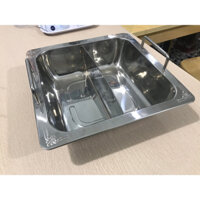 Nồi lẩu inox 2 ngăn, Xoong ăn lẩu inox 2 đáy từ, nồi nấu lẩu bếp từ loại dày hình vuông