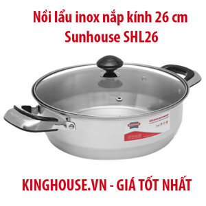 Nồi lẩu inox nắp kính 26 cm