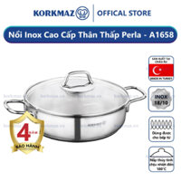 Nồi lẩu inox nấu bếp từ cao cấp thân thấp Korkmaz Perla 3 lít - Ø24x6.5cm - A1658