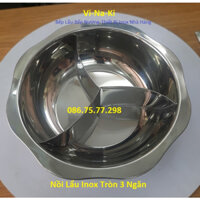 Nồi lẩu inox tròn 3 ngăn, nồi bếp từ tròn âm bàn 3 ngăn, nồi lẩu bếp từ nhà hàng, nồi lẩu bếp từ 3000W giá rẻ