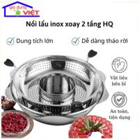 Nồi lẩu inox Xoay 2 tầng Hàn Quốc, Nồi lẩu đa năng 2 ngăn dùng được bếp từ và bếp ga.