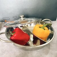 Nồi Lẩu Kichikichi ,Nồi Lẩu 2 Ngăn- Inox không gỉ , Dùng được BẾP TỪ . Dụng Cụ Nhà Bếp, Dụng Cụ Nấu Ăn, nhiều Size