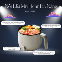Nồi Lẩu Mini Bear Đa Năng - C12K1 Ca Nấu Mì, Hấp, Luộc, Xào 2 Tầng Đa Năng Tiện Dụng