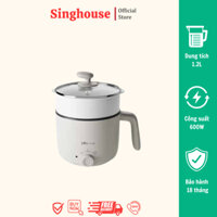 Nồi Lẩu Mini Bear DRG-C12K1, Nồi Nẩu Đa Năng Ca Nấu Mì, Hấp, Luộc, Xào 2 Tầng Phù Hơp 2-3 Người Ăn, Sinh Viên- Singhouse