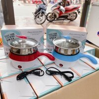 Nồi lẩu mini đa năng, nồi nấu mì 2 tầng kèm xửng hấp, nồi điện có tay cầm