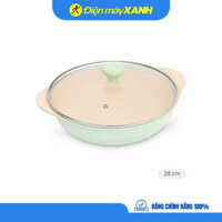 Nồi lẩu nhôm chống dính nắp kính 28 cm Green Cook GCS2410-28IH