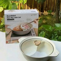 Nồi lẩu nhôm đúc 2 ngăn 26cm Kaiyo đấy từ - dung tích 4L - lớp phủ men sứ chống dính. Bảo hành 12 tháng