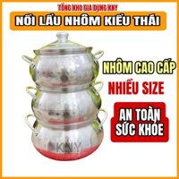 Nồi lẩu nhôm kiểu thái dã ngoại - Nồi lẩu nhôm nấu cơm dùng cho bếp gas tiện lợi an toàn sức khỏe KNY