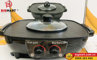 Nồi lẩu nướng 2 mâm nhiệt Nineshield PC-8007 có 2 nút chỉnh nhiệt độc lập