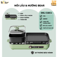 Nồi lẩu nướng 2 trong 1 đa năng 3.4L Bear DKL C16C1, 1800W, 2 ngăn tháo rời, cho 2-6 người, BH 18T