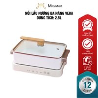 Nồi lẩu nướng chống dính đa năng 3 in 1 VERA HT39  nồi lẩu điện 3 khay nướng lẩu Takoyaki