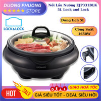 Nồi Lẩu Nướng Đa Năng Lock and Lock EJP331BLK 5 Lít Công Suất 1350 - 1650W Phụ Hợp Cho Gia Đình - Nồi Điện Đa Năng