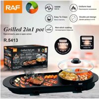 Nồi Lẩu Nướng Điện 2in1 RAF 1800W Siêu  Bền – Bảo Hành 3 Năm - Lẩu Nướng Không Khói - Kho Sỉ Gia Dụng