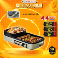 Nồi lẩu nướng điện đa năng 3.5L Bear DKL- E20V1,2000W, Chiên Xào Áp chảo, Khay chứa dầu, BH 18 tháng