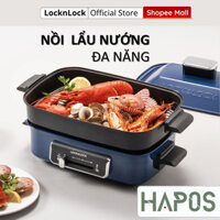 Nồi lẩu nướng điện đa năng Lock&Lock 2.5L, Chính hãng có khay hấp - Màu Navy EJG556 - Hapos Mall
