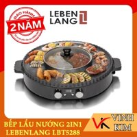 Nồi lẩu nướng Lebenlang LBT5288, bếp nướng tích hợp nồi lẩu 2 ngăn tiện dụng, bảo hành 24 tháng