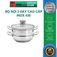 Nồi lẩu xửng hấp inox fivestar 3 đáy từ nắp kính - 24CM