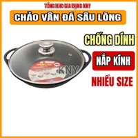 Nồi Lẩu/Chảo VÂN ĐÁ TITHAFAC Sâu Lòng Nắp Kính 2 quai đa năng - Chảo nồi đúc vân đá sử dụng bếp từ cao cấp TIẾN THÀ