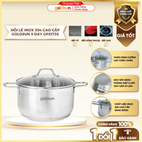 Nồi lẻ inox 304 cao cấp GOLDSUN 5 đáy từ dành cho mọi loại bếp - GPS1735/Size 24cm