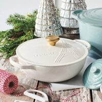 Nồi Lecreuset tháp Eiffel màu trắng núm vàng 22cm