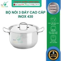 Nồi luộc gà 3 đáy inox 430 FiveStar Standard bếp từ nắp inox tặng 2 muỗng canh  26cm  28cm  30cm  32cm  36cm  - 26cm