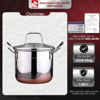 Nồi luộc gà Chockmen thành cao 14-16-18-22-24-28cm inox 18/10 nồi hầm nồi hấp đáy 3 lớp (NTC)