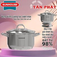 Nồi luộc gà inox 3 đáy SUNHOUSE 28 - 30 - 32 CM chính hãng
