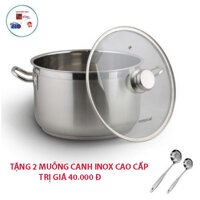 Nồi luộc gà inox 3 đáy FiveStar nắp kính ( 26cm / 28cm / 30cm / 32cm /36cm ) dùng được mọi bếp , hàng chính hãng