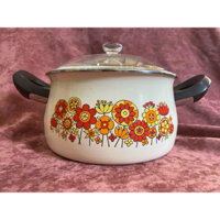 Nồi men hoa HONEY bãi Nhật, nồi cổ.