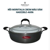 Nồi Moriitalia BergHome bằng nhôm nắp kính 28cm màu xám - HA0228LC-AU06