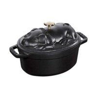 Nồi nắp hình con heo màu đen Staub 17cm