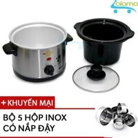 Nồi nấu chậm hầm kho nấu cháo dinh dưỡng 1.5 lít BBcooker BS15 - Tặng 5 bộ Inox có nắp