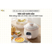 Nồi Nấu Chậm, Nồi nấu cháo, Nồi chưng yến, ăn dặm cho bé Bear 0.8L SUBE001