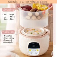 Nồi Nấu Cháo Chậm Bear, Nồi Nấu Cháo Cho Bé Ninh Hầm Chưng Hấp Cách Thủy Bear 0.8L Cao Cấp Bản Tiếng Việt
