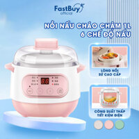 Nồi Nấu Cháo Chậm Cho Bé Ăn Dặm ,Nồi Nấu Chậm Dung Tích 1L Hẹn Giờ Tích Hợp 6 Chế Nấu
