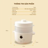 Nồi nấu cháo chậm Komi plus To bé dung tích lớn 3 thố sứ kèm lồng hấp tiện lợi cho cả gia đình lunakidsbaby
