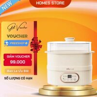 Nồi Nấu Cháo Kho Cá Chưng Yến Bear DDZ-C101V1 Gồm 2 Thố Và Khay Hấp Dung Tích 2.5 Lít Công Suất 500 W - Hàng Chính Hãng - Kem DDZ-C10V1