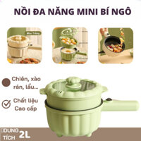 Nồi nấu đa năng mini hình bí ngô, Nồi lẩu điện chiên, xào, nấu dung tích 2L phù hợp sinh viên, người đi làm X383