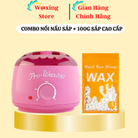 Nồi nấu sáp wax lông nóng kèm sáp wax lông cao cấp Hard Wax Beans tặng kèm que gỗ