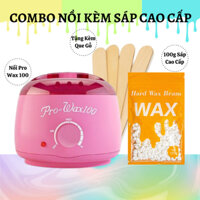 Nồi nấu sáp wax lông nóng kèm sáp wax lông cao cấp Hard Wax Beans tặng kèm que gỗ