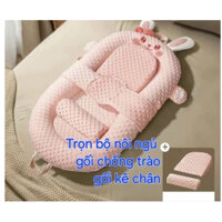 Nôi nệm cho bé sơ sinh, đệm ngủ cho bé sơ sinh êm ái gồm cả bộ trống trào từ 0 đến 24 tháng