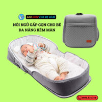 Nôi ngủ gấp gọn cho bé, Nôi ngủ xách tay di động có màn cho trẻ, Giường nôi êm ái thoáng mát, balo xách tay GH02