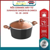 Nồi nhôm chống dính nắp kính cương lực Sunhouse SHG2020MCA, nồi cao cấp, sang trọng