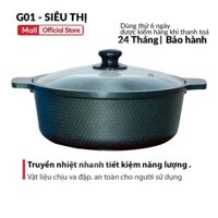 Nồi nhôm đúc nguyên khối chống dính G01 COOKVIET chống trầy có nắp hấp nghêu kho quẹt mì cay kho cá