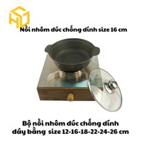 Nồi Nhôm Đúc Size 16cm Đáy Bằng Chống Dính ,Nắp Kính Cao Cấp Dành Cho Nhà Hàng,Chất Lượng, Siêu Bền